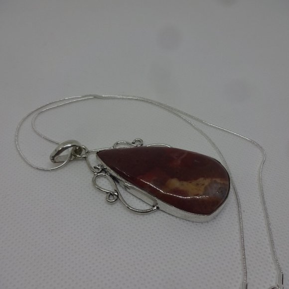 Natural "MOOKAITE JASPER" Handmade Sterling Pendant on a 18" Chain #324 - Picture 1 of 3